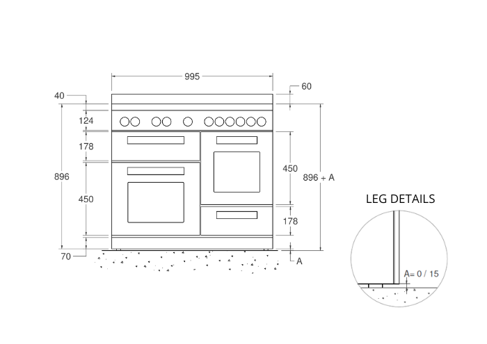 100 cm induction top, electric triple oven | Bertazzoni